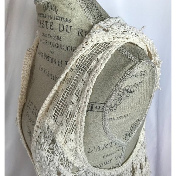Free People Crochet Ivory Hoodie Sleeveless Boho - Picture 11 of 15